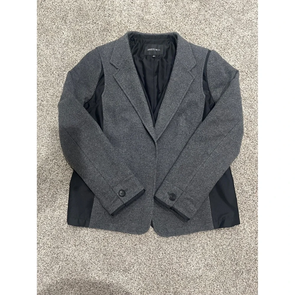 Lafayette 148 New York Convertible Wool Blend Blazer Vest Grey Black Size 14